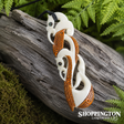 Bone and Wood Stain Toki with Double Manaia - Pendant
