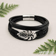 Bracelet - Leaf Stainless Steel & Leather