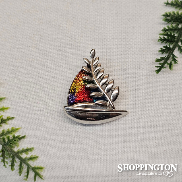 Brooch - Fern & Sailboat