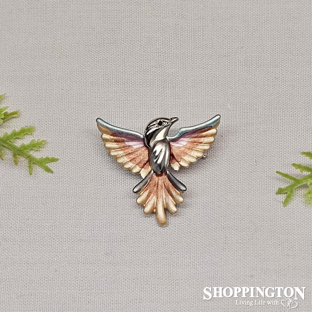 Brooch - Peach Hummingbird