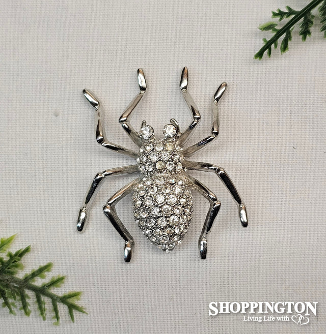 Brooch - Rhinestone Chip Spider
