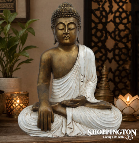 Buddha Sitting Chakra 50cm - Gold & Cream