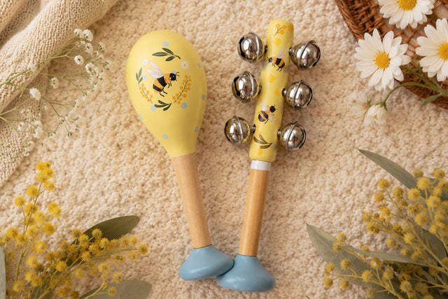 Buzzy Days Floral Bee Maraca & Bell Set