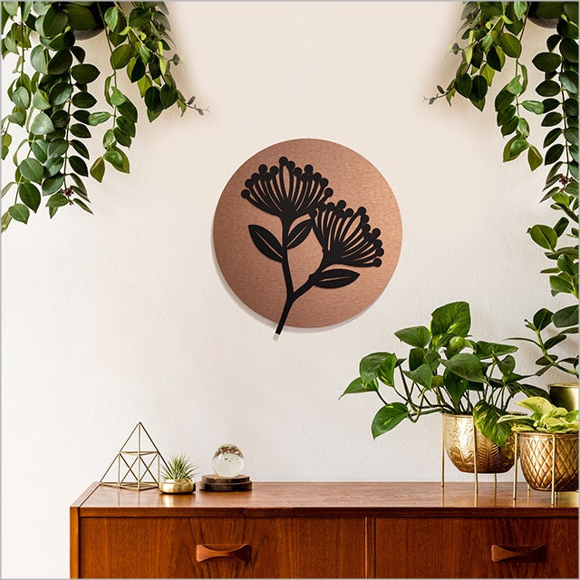NZ Made Brushed Copper Circle - Pohutukawa