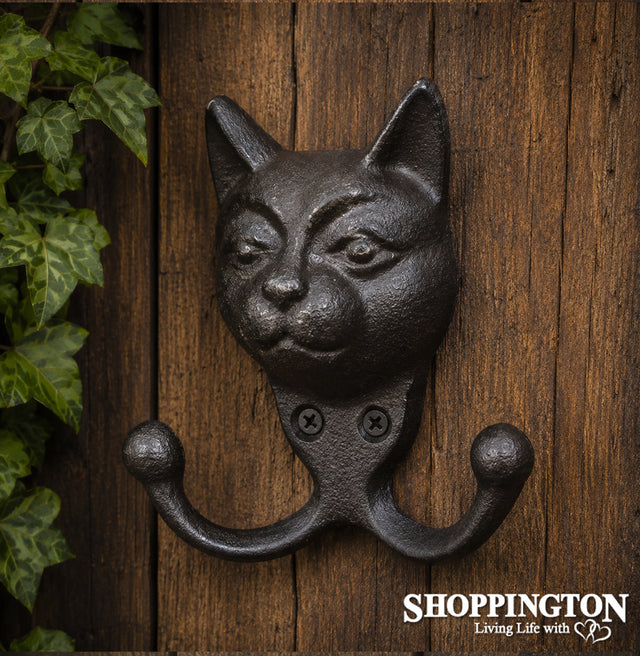 Cast Iron Cat Face Double Hook