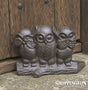 Cast Iron Door Stop - Hear No See No Speak No Evil Owl
