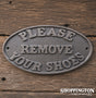 Cast Iron Plaque - Please Remove Your Shoes