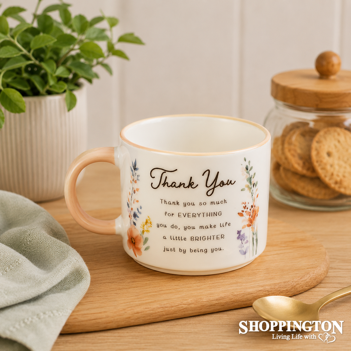 The Cottage Garden Peach Mug - Thank You