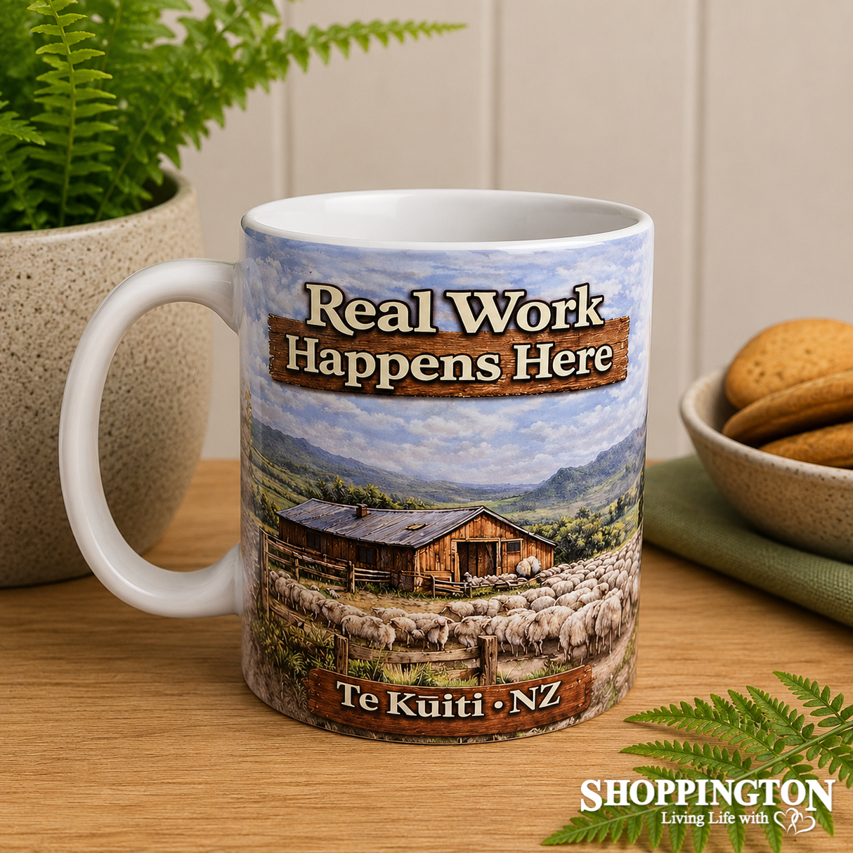 NZ Made - Te Kuiti REAL Work Happens Here Mug