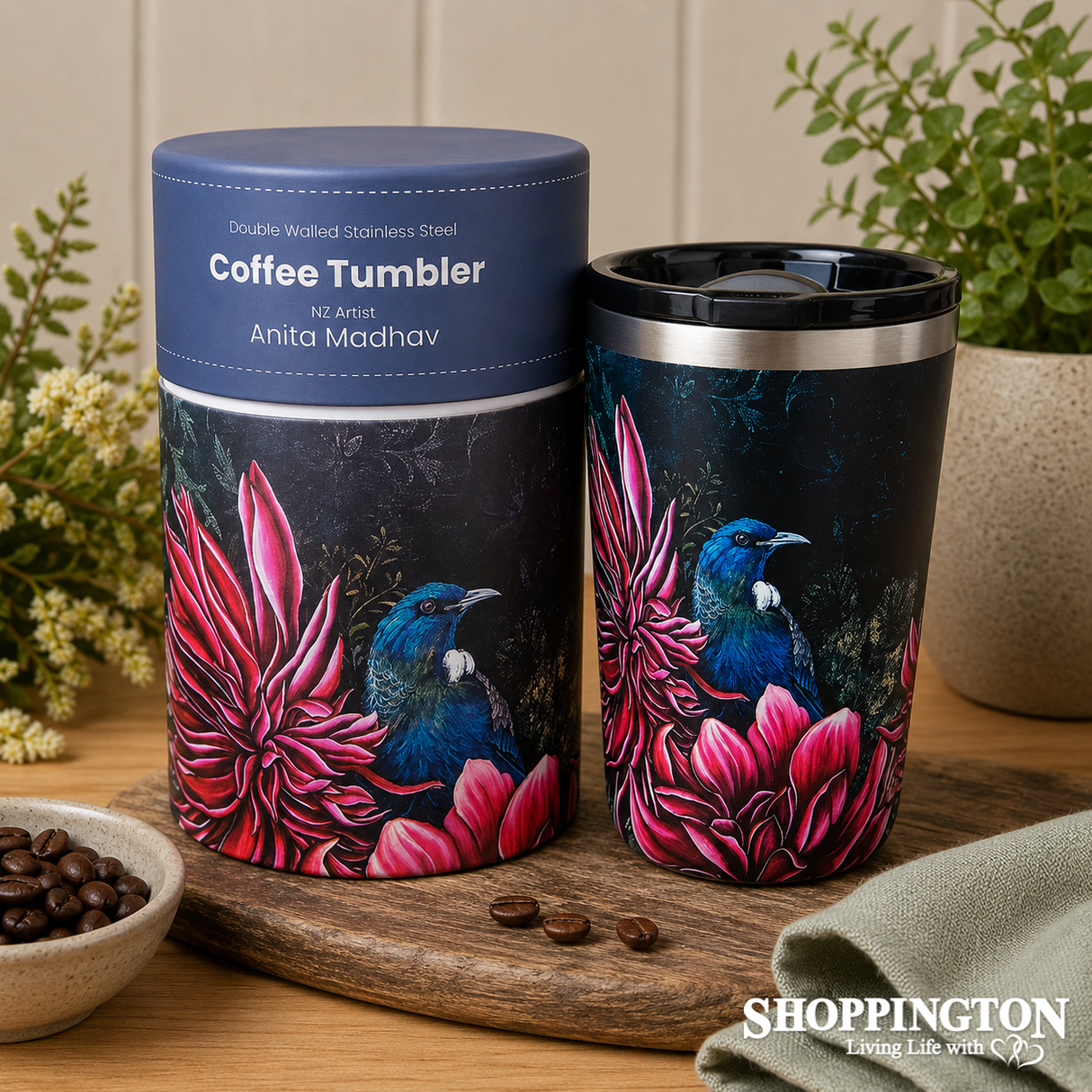 NZ Artist Travel Mug - Dahlia & Tui 12oz