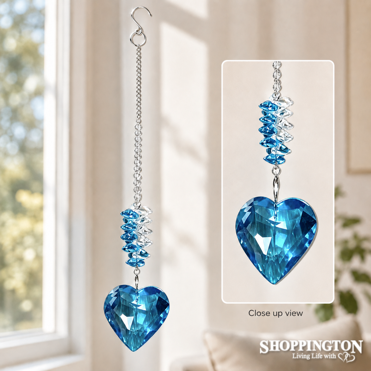Crystal Spinner - Aqua Coloured Heart Crystal