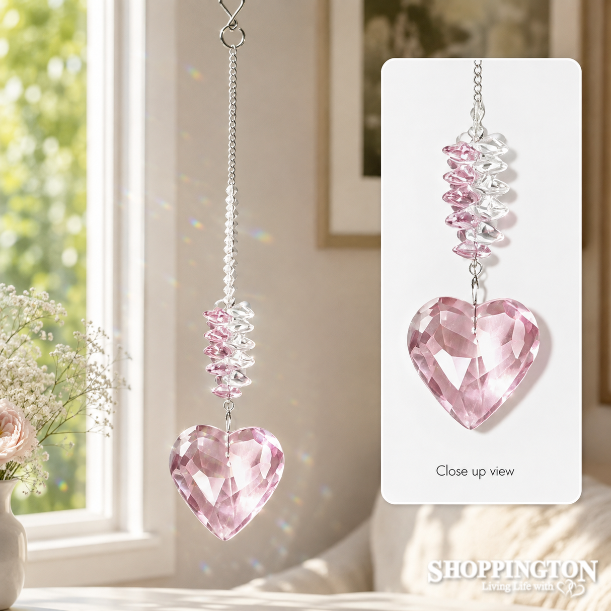 Crystal Spinner - Pink Coloured Heart Crystal