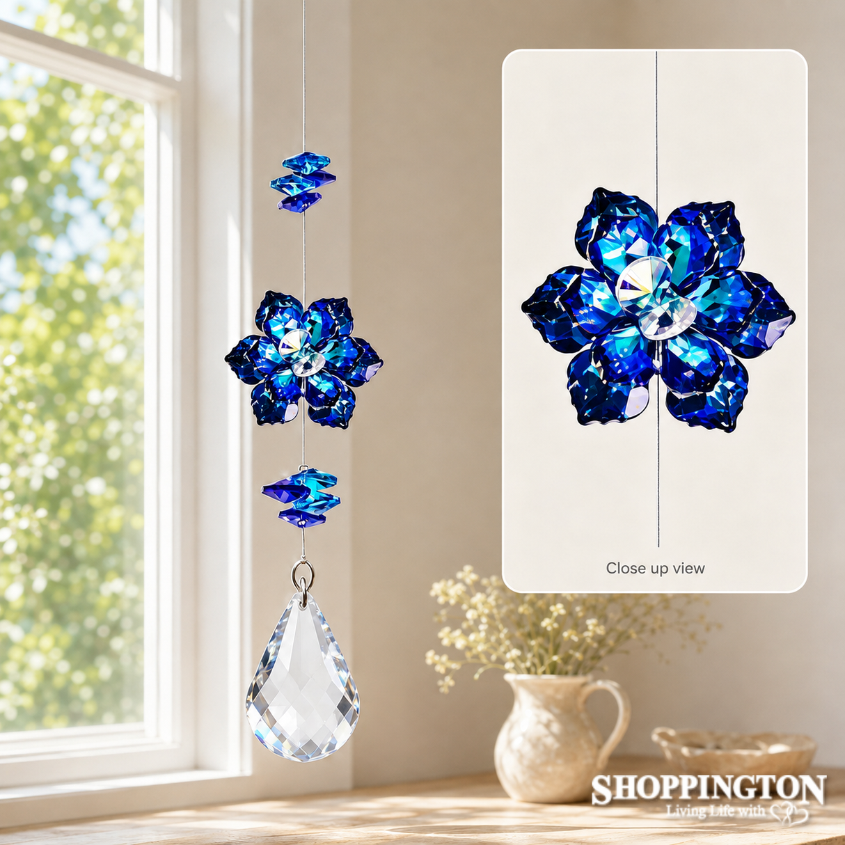Crystal Spinner - Blue Crystal Flower Drop