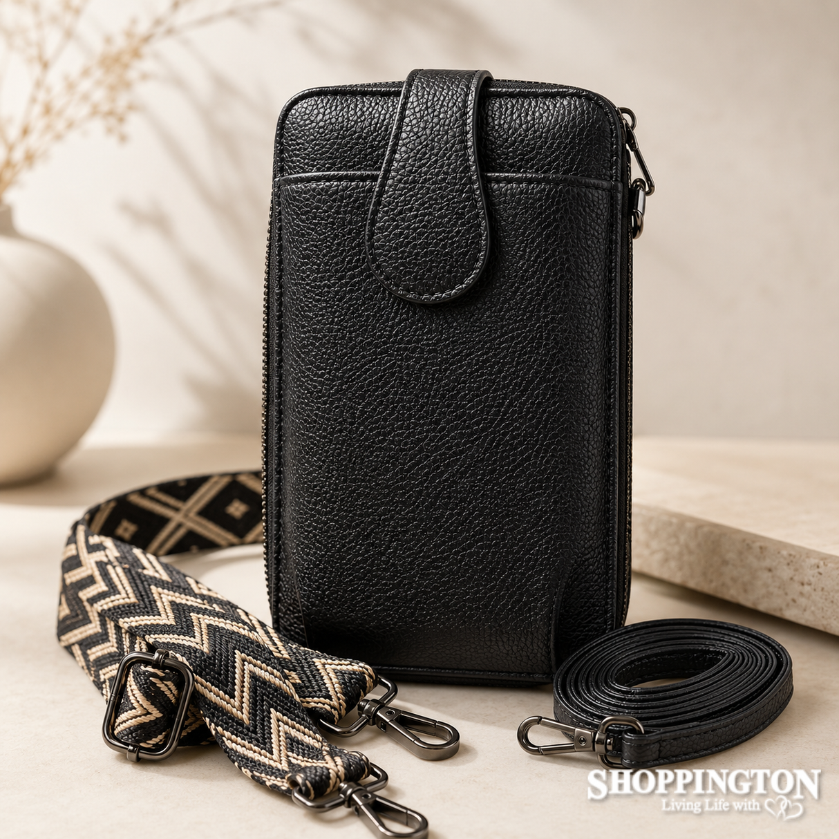 Handbag - Double Zipper Phone Wallet Black