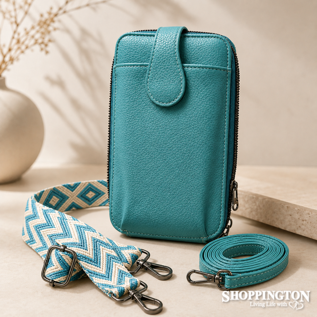 Handbag - Double Zipper Phone Wallet Teal