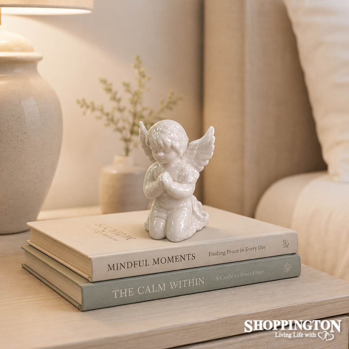 White Kneeling Ceramic Angel