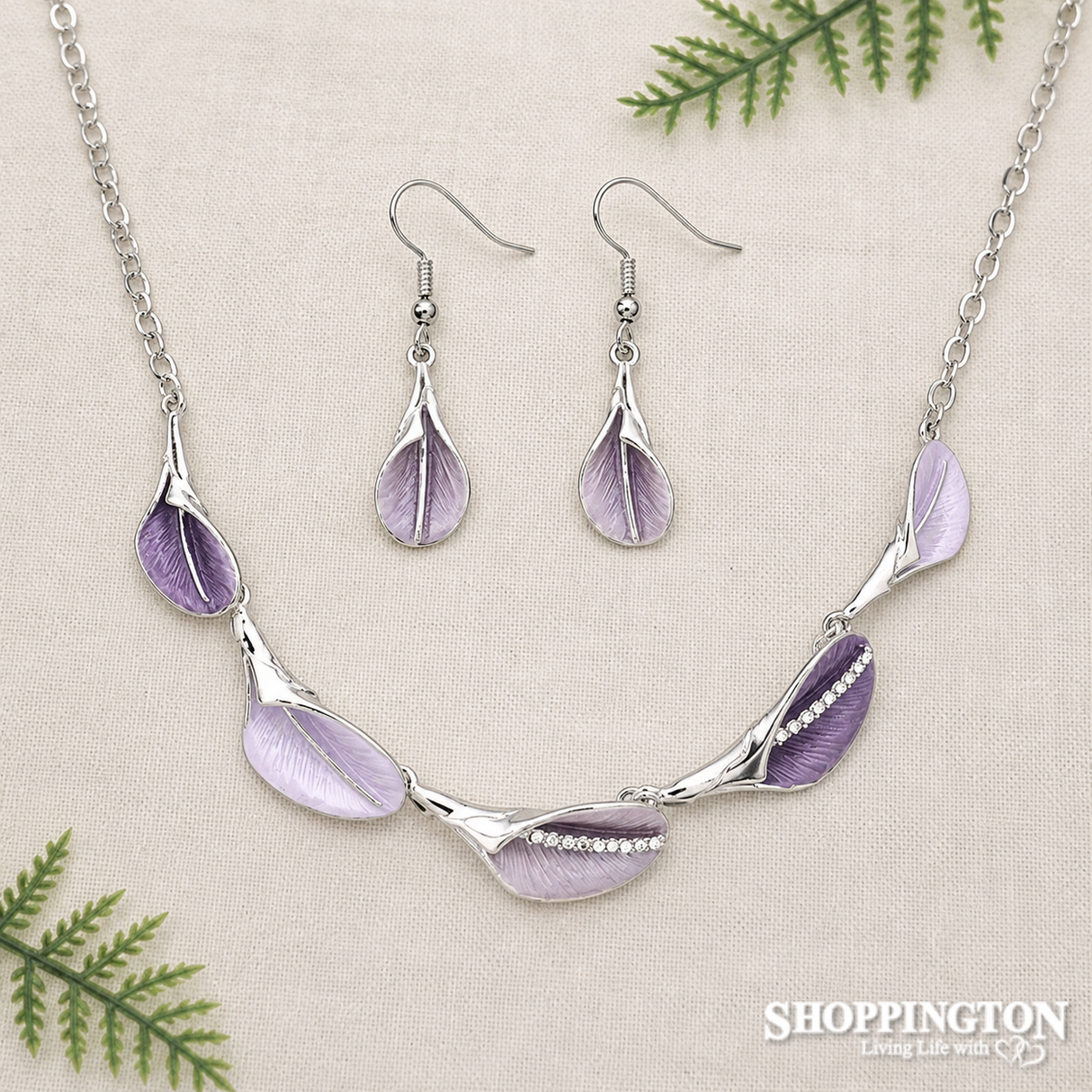 Lavender Lilies Necklace and Earrings Set