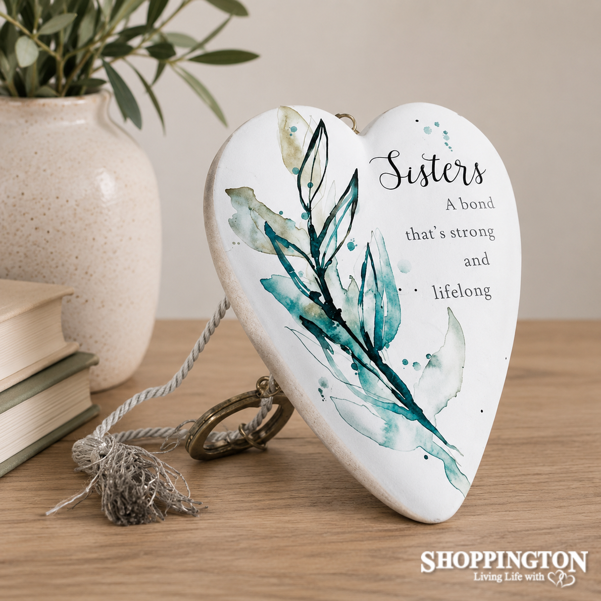 Sisters Bond Strong Watercolor Resin Stone Art Heart