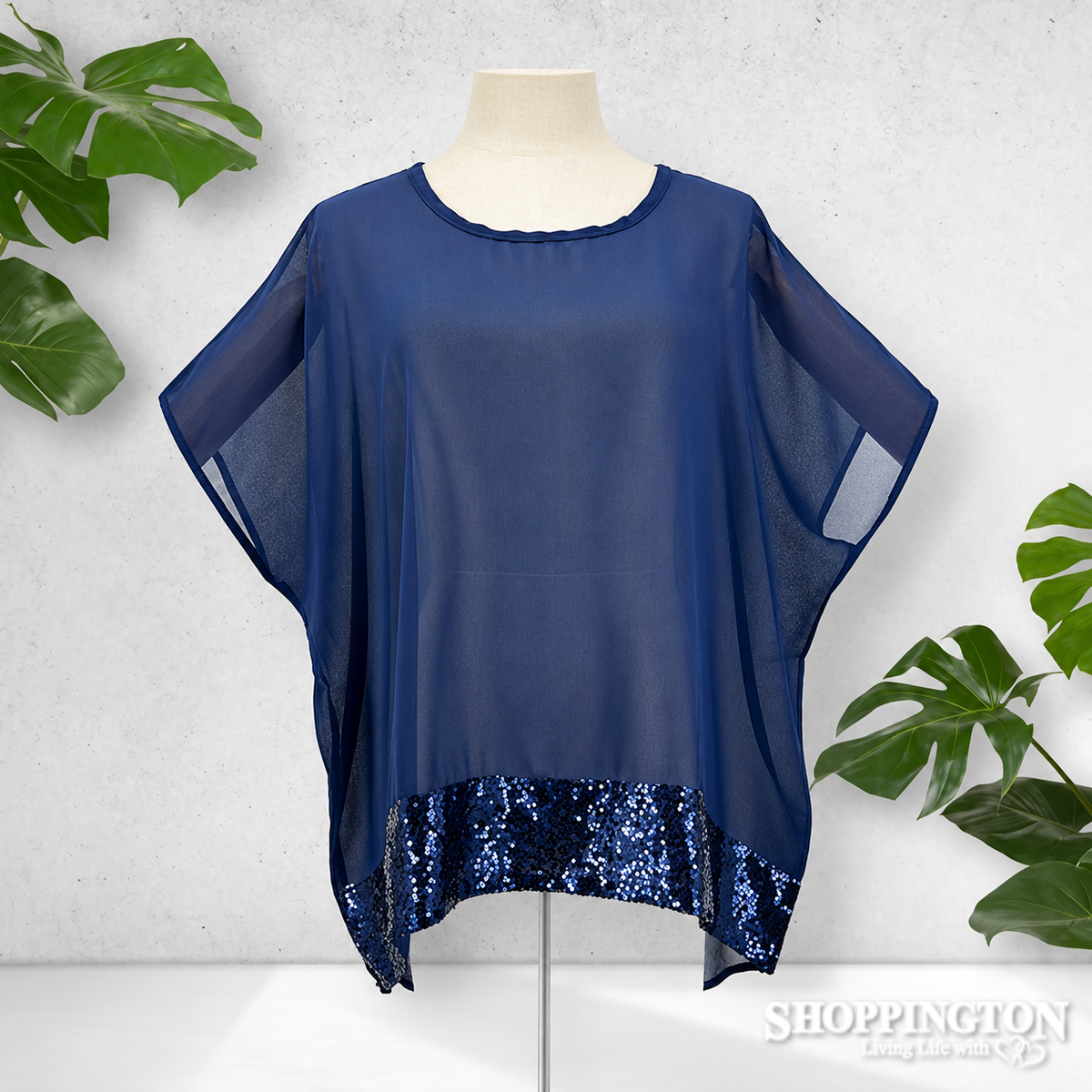 Navy Top with Sequin Bottom