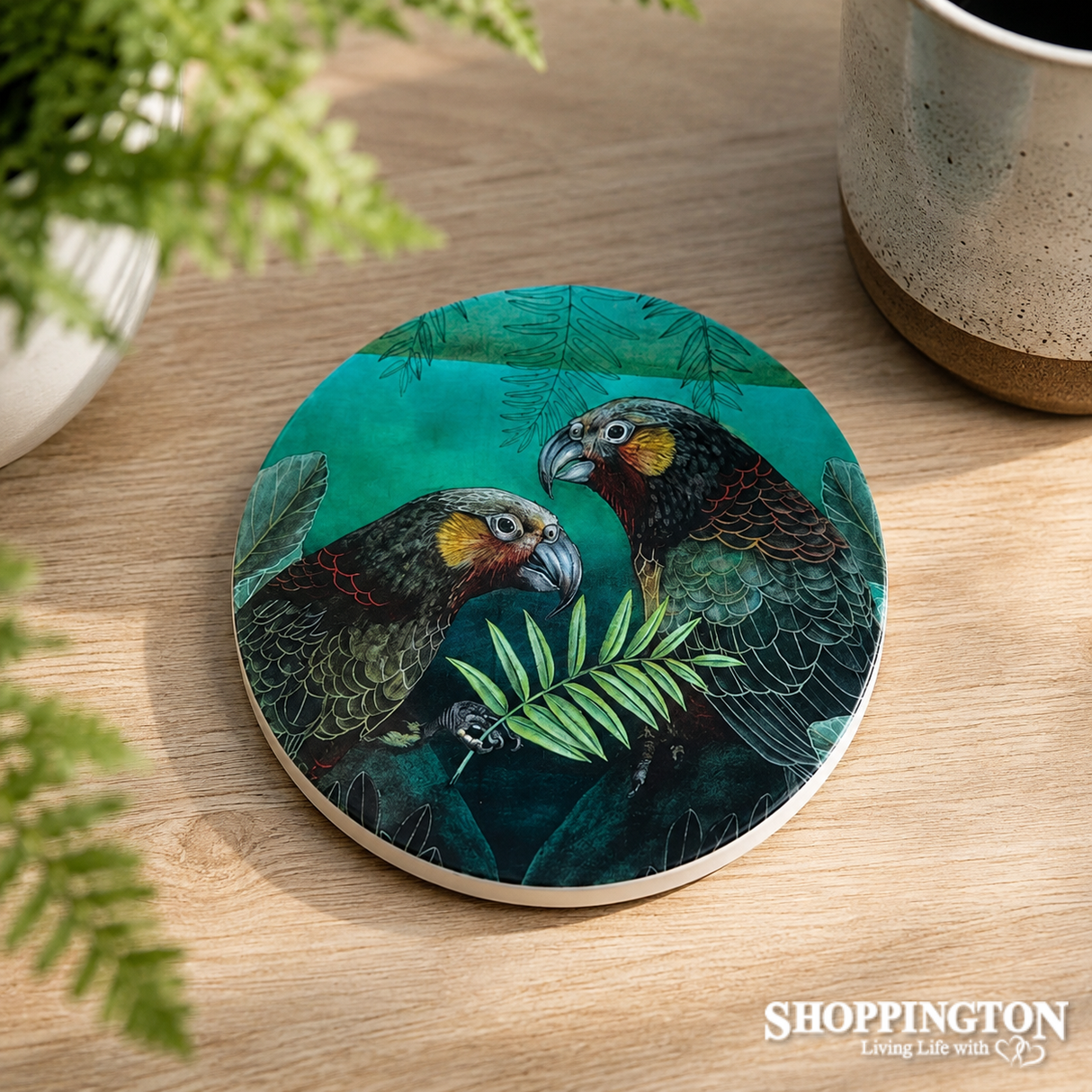 NZ Inspired Ceramic Coasters - Kaka Pair