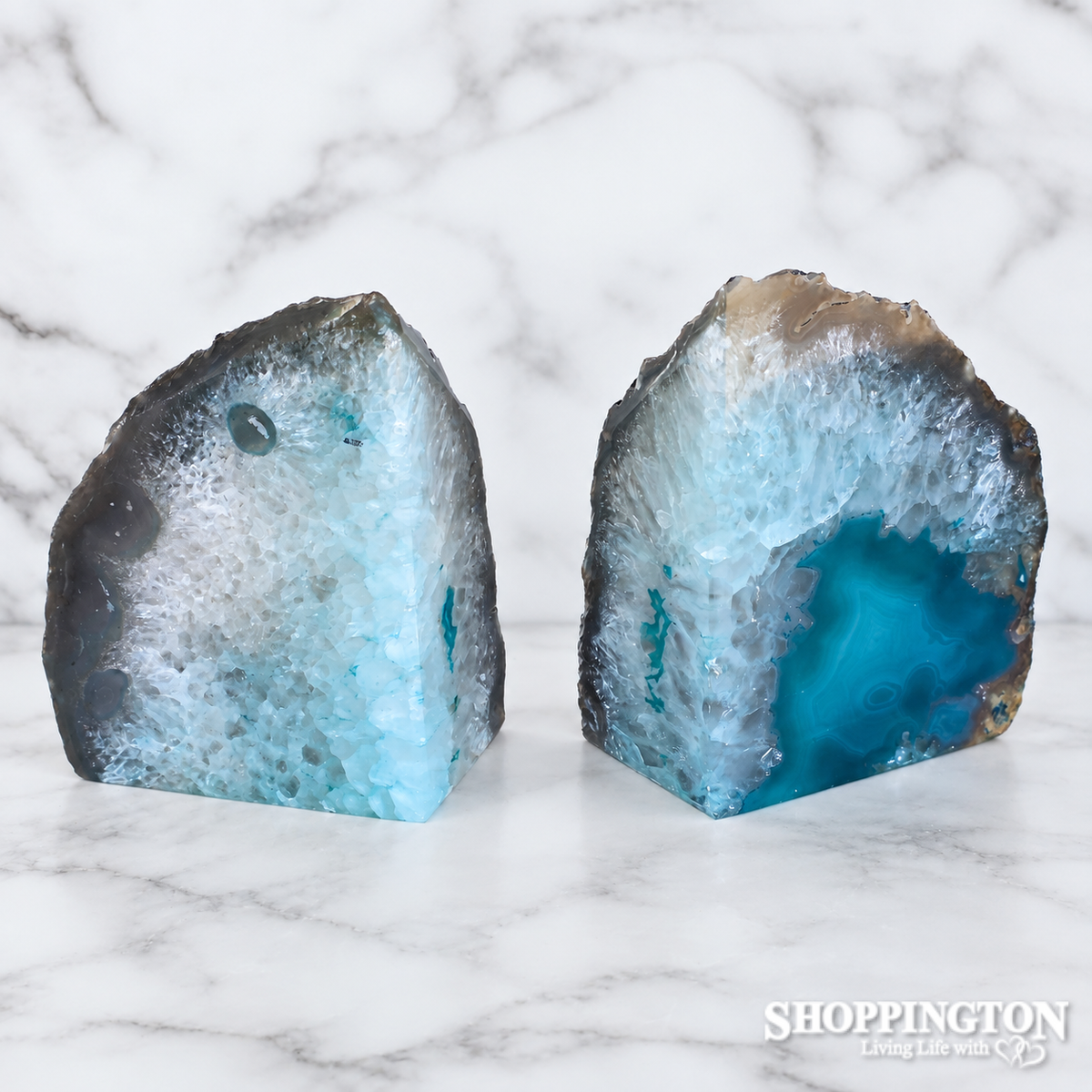 Agate Bookends - Clear Aqua