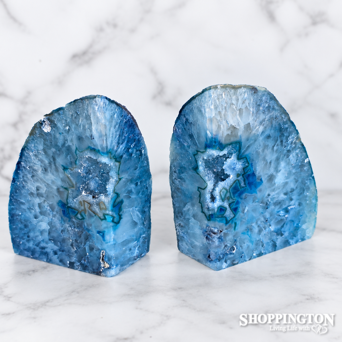 Agate Bookends - Clear Blue