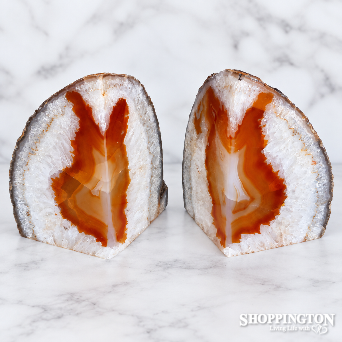 Agate Bookends - White/Brown