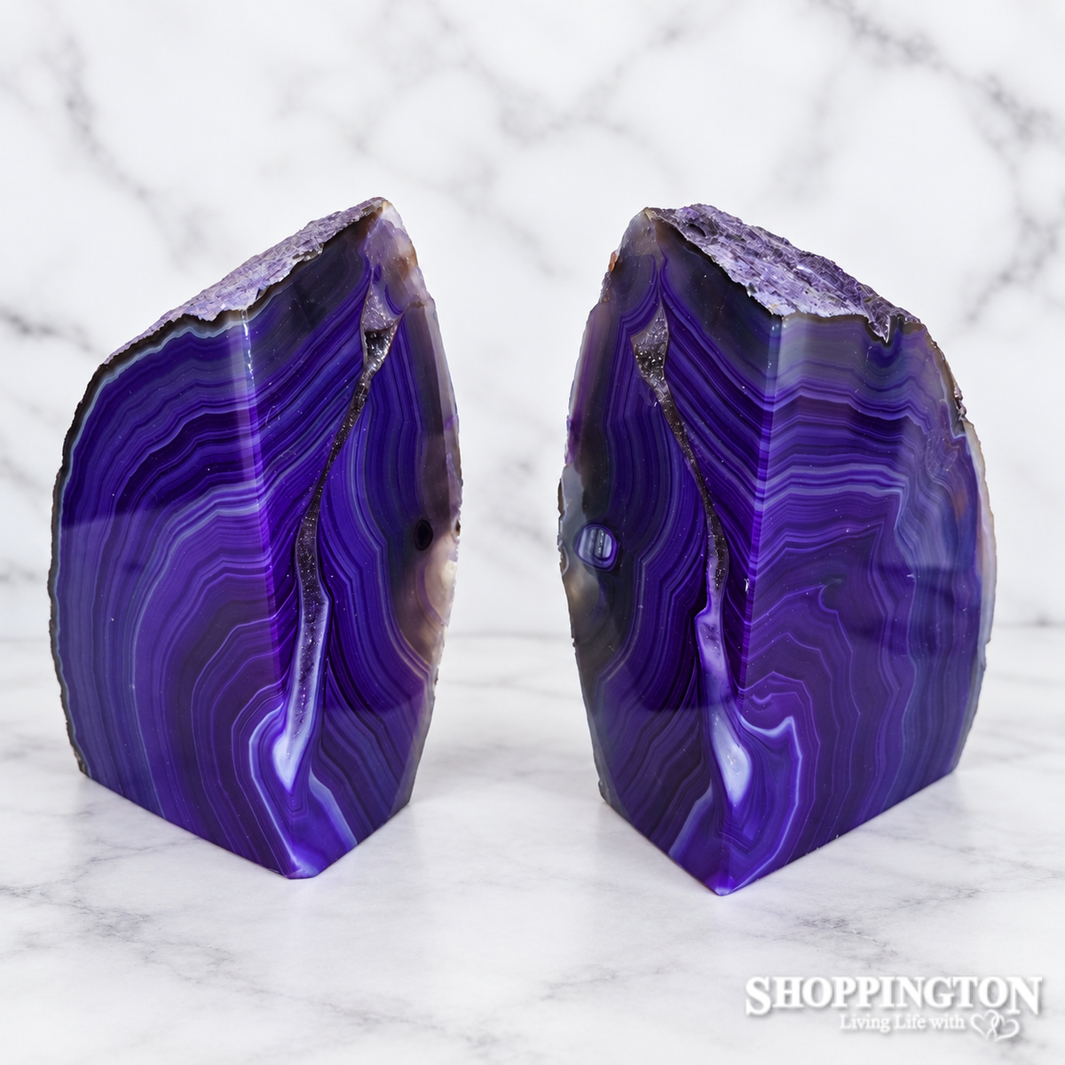 Agate Bookends - Bold Purple