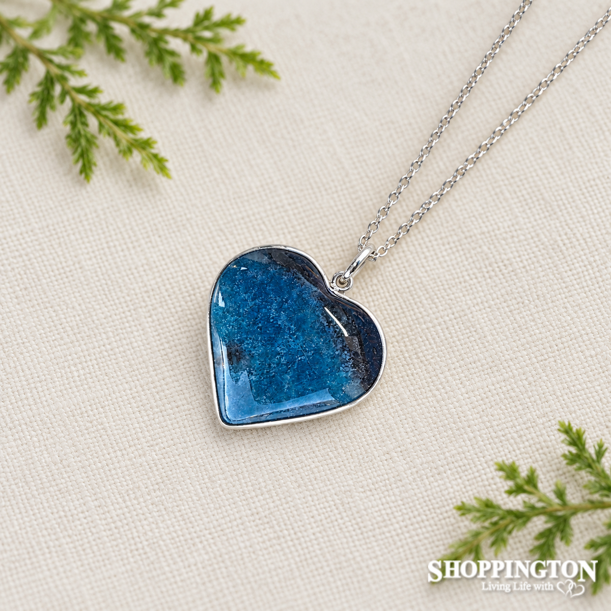 Crystal Pendant - Blue Aventurine Silver Heart