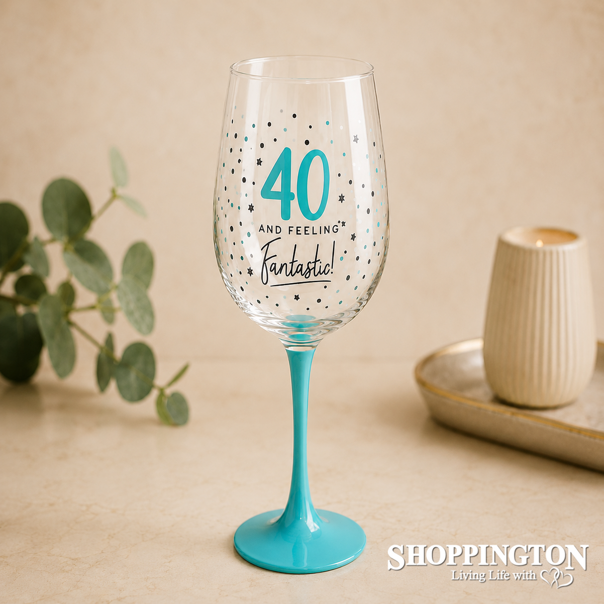 Dotty Star Wine Glass - 40th