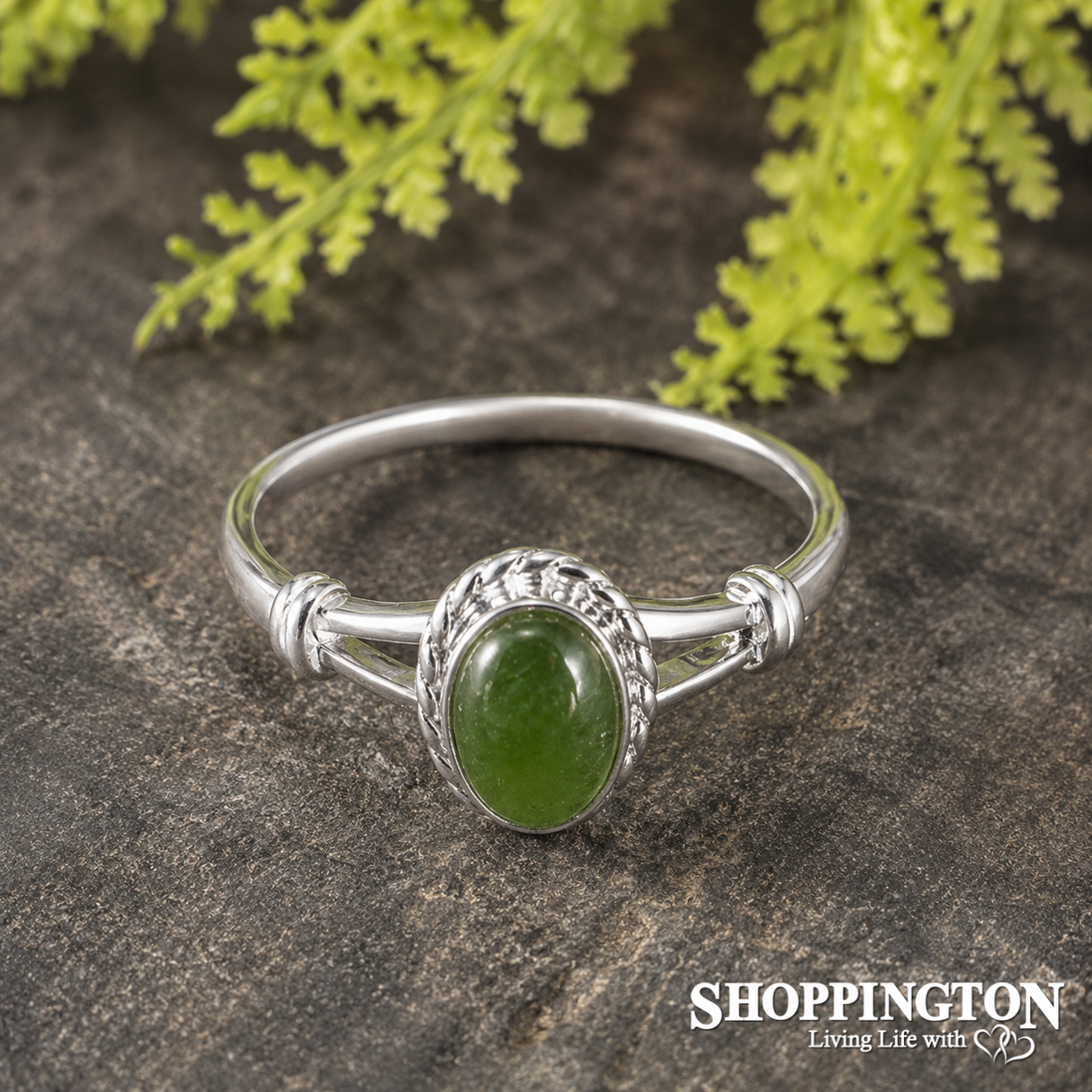 Pounamu & Sterling Silver Rope Detail Ring (M)