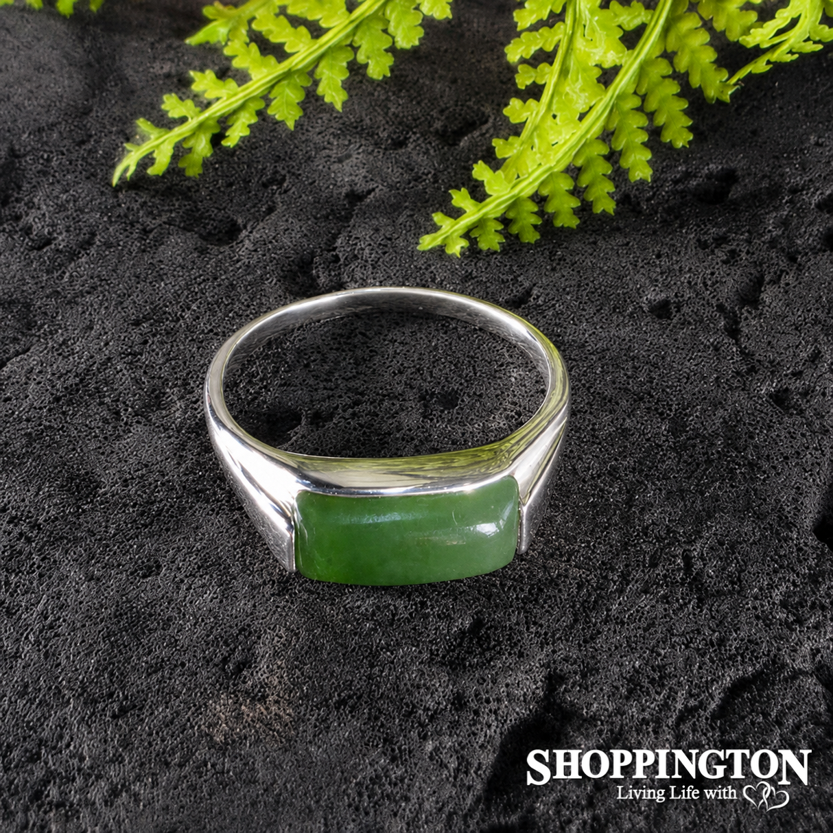 Pounamu & Sterling Silver Contemporary Ring