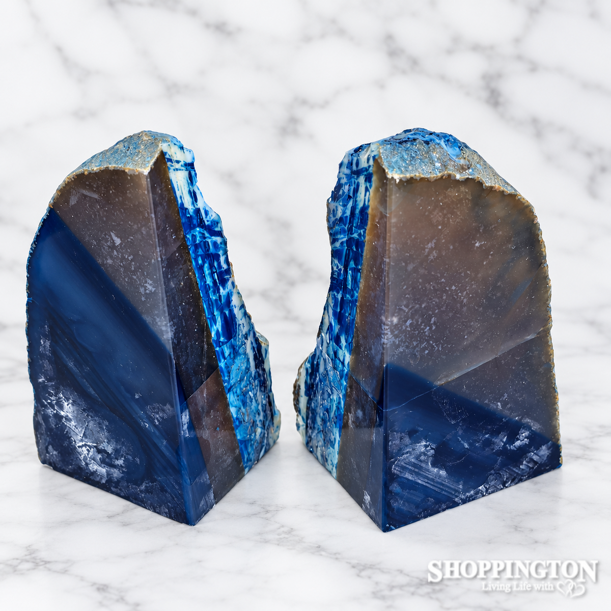 Agate Bookends - Dark Blue/Grey