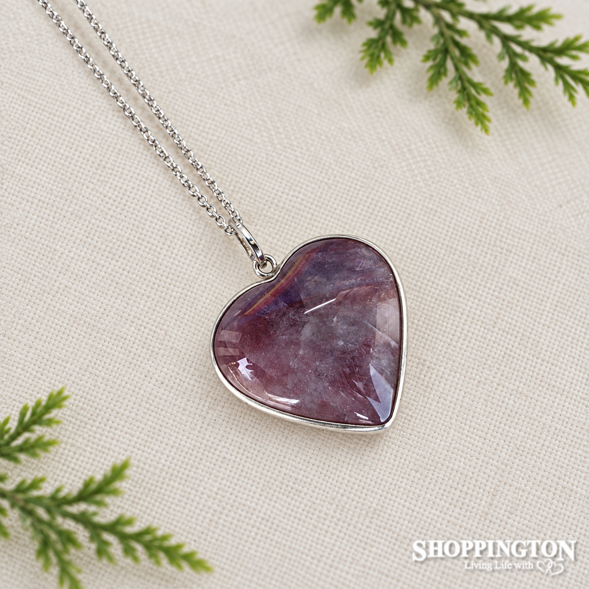 Crystal Pendant - Pale Amethyst Silver Heart