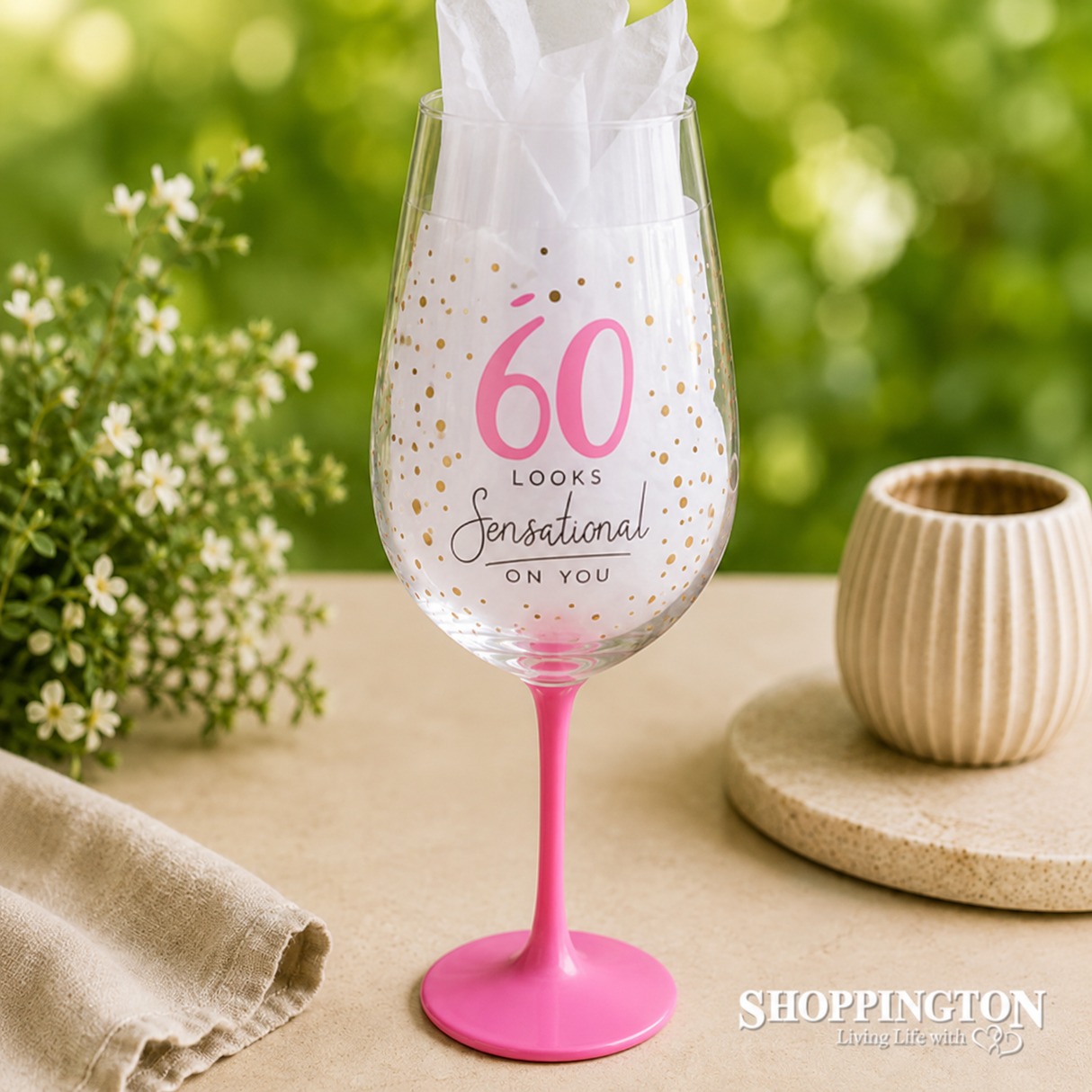 Dotty Star Wine Glass - 60th