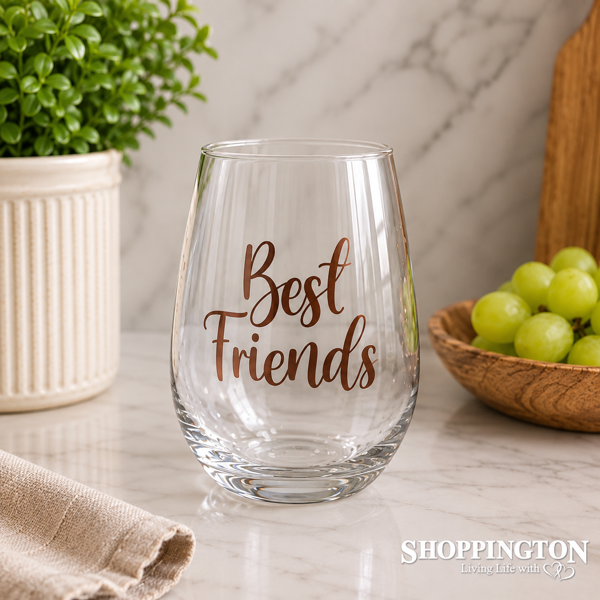 Rose Gold Stemless Wine Glass - Best Friends