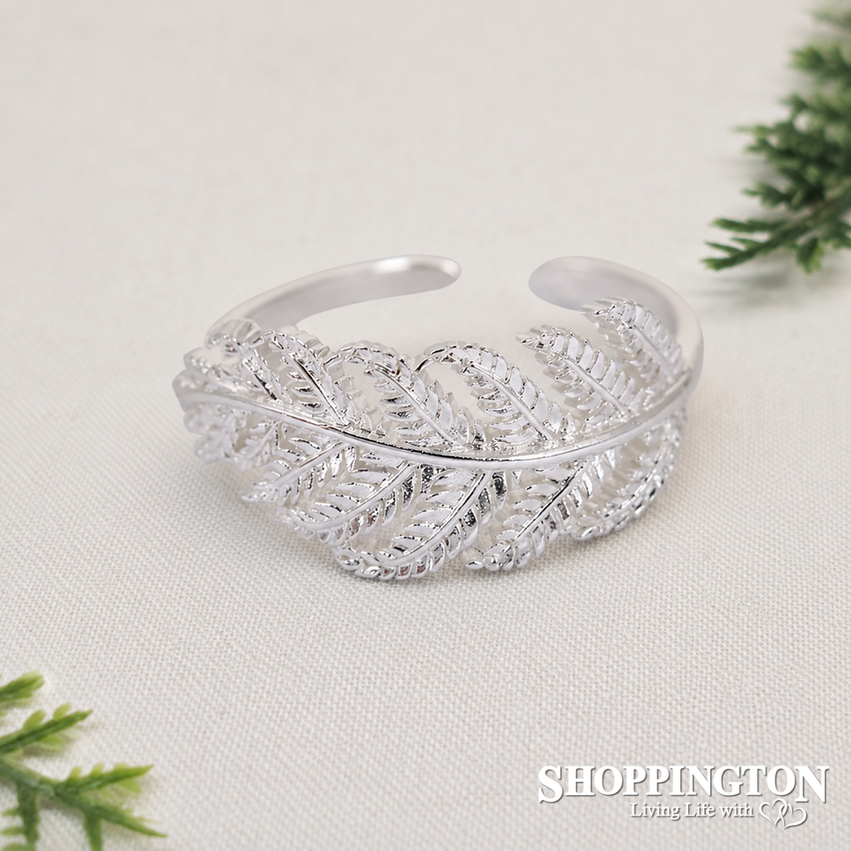 Ring - Adjustable Silver Fern