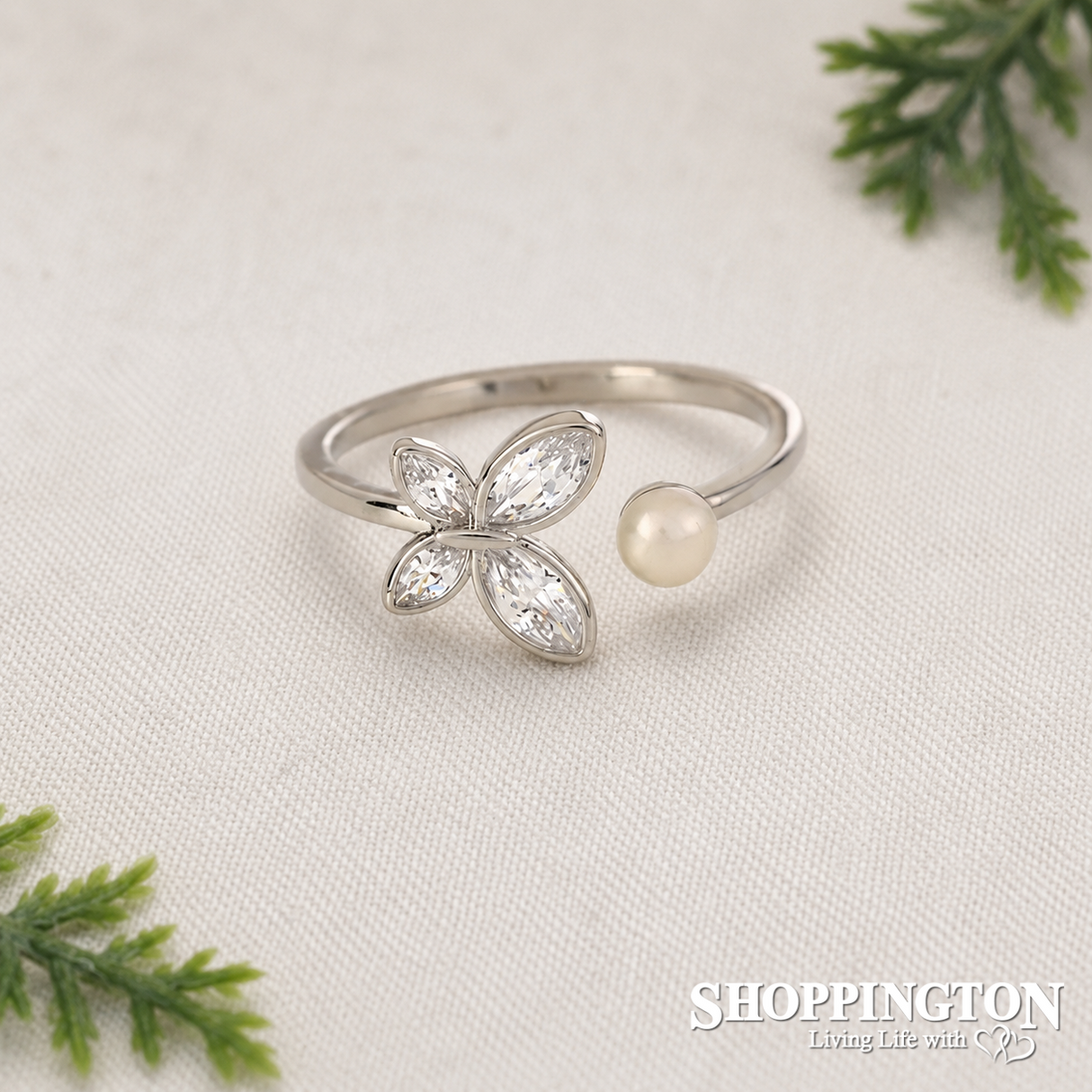 Ring - Butterfly & Pearl