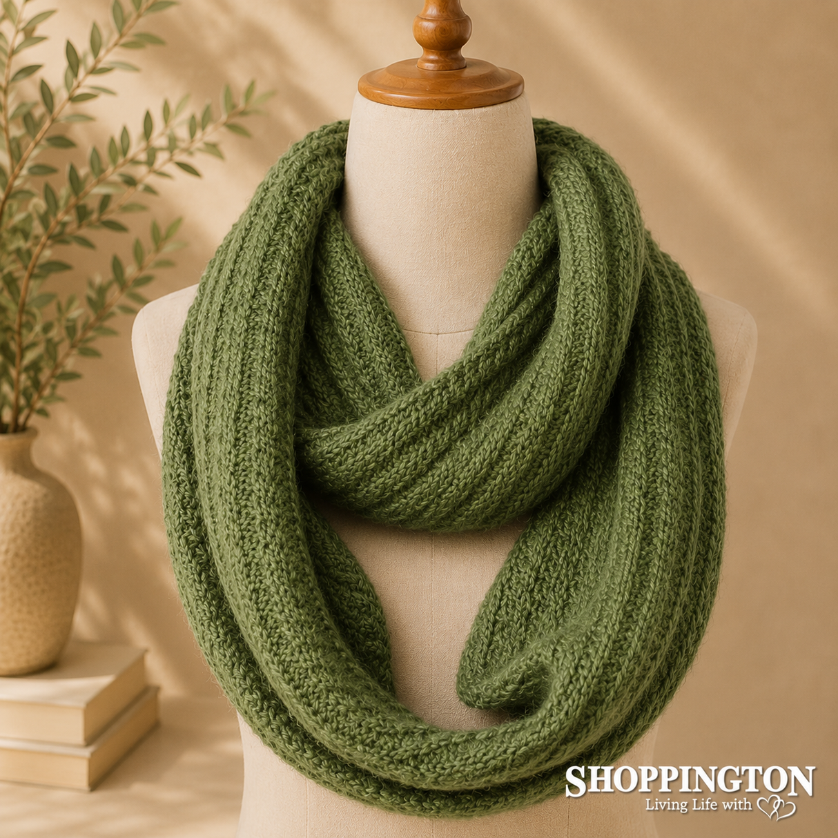 Snood - Olive Thin Cable Knit