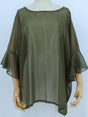 Chiffon Bell Sleeve Olive Top