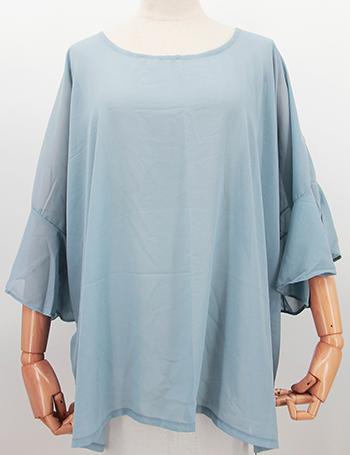 Chiffon Bell Sleeve Powder Blue Top