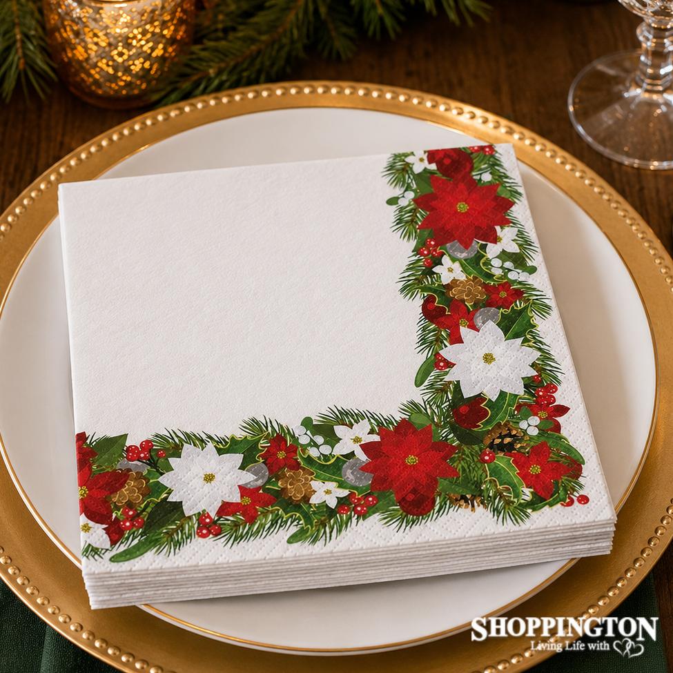 Christmas Poinsettia Napkins 20pk