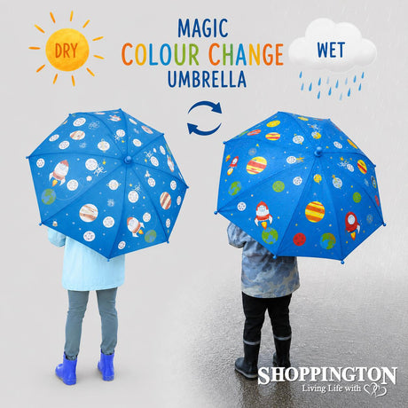 Colour Changing Kids Umbrella - Space Rockets