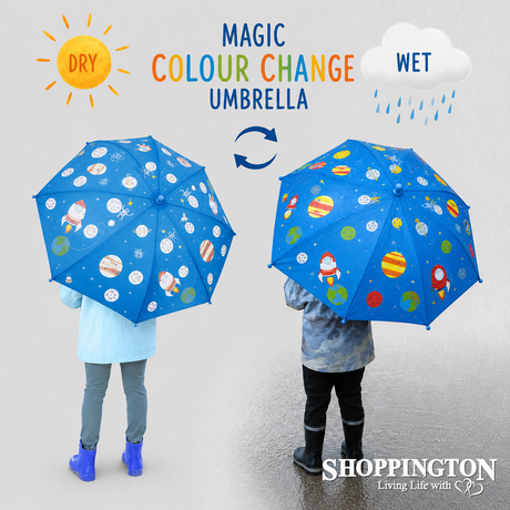 Colour Changing Kids Umbrella - Space Rockets