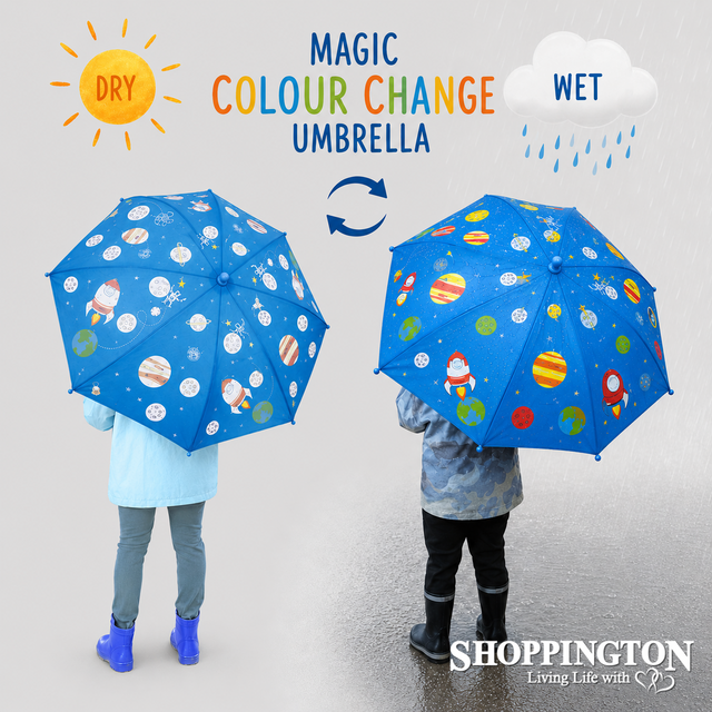 Colour Changing Kids Umbrella - Space Rockets