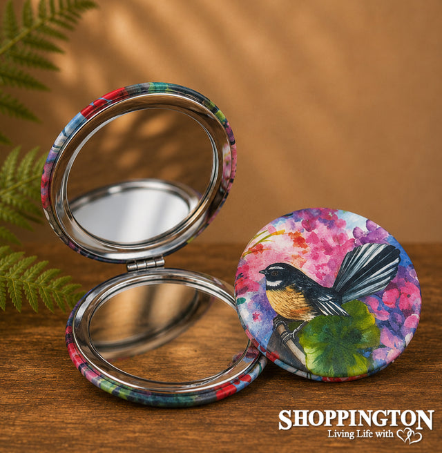 Compact Mirror NZ Print - Fantail - Irina Velma
