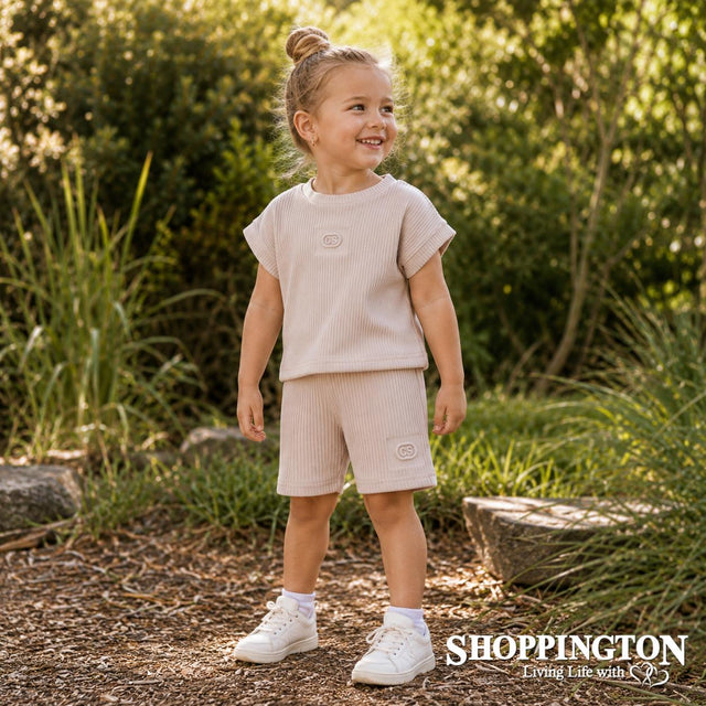 Cracked Soda - Naomi Ribbed Shorts Beige (Toddler in 4 sizes)
