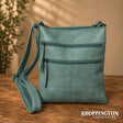 Crossbody Handbag Double Zip Detail Green