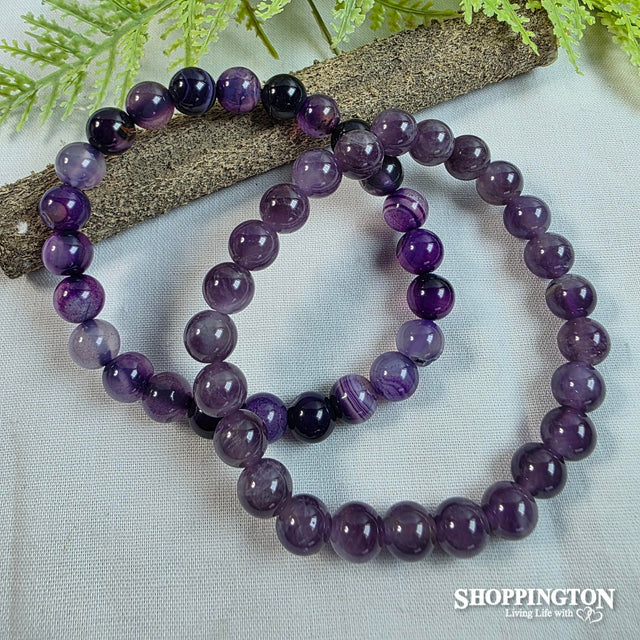 Crystal Gemstone Bead Bracelet - Amethyst