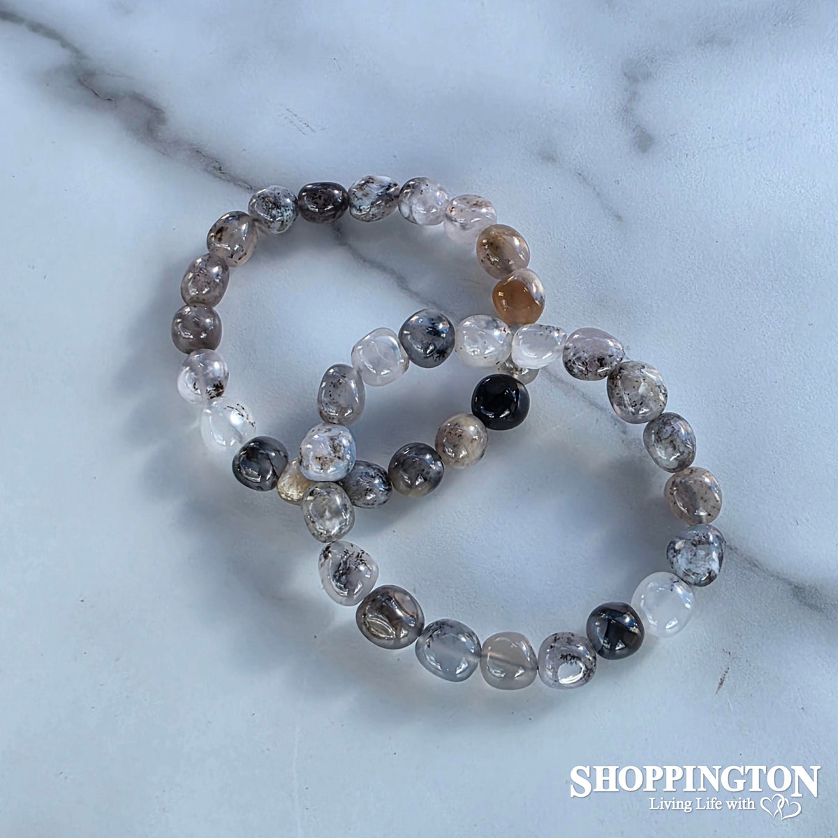 Crystal Gemstone Bead Bracelet - Tumble Bead Black Tourmaline